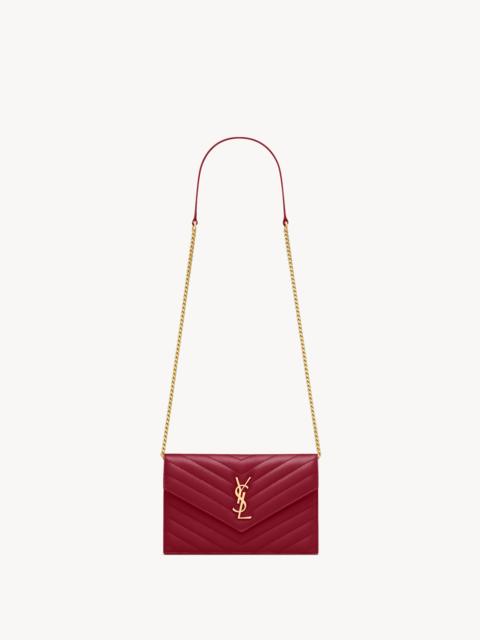 SAINT LAURENT CASSANDRE ENVELOPE CHAIN WALLET IN LAMBSKIN