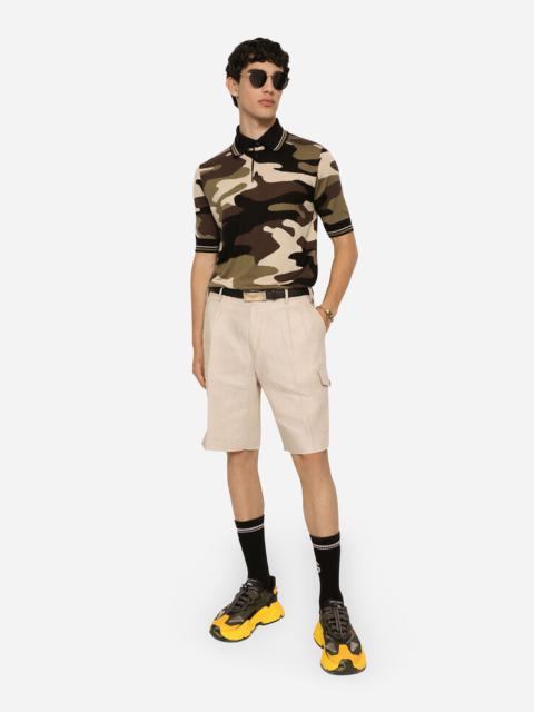 Dolce & Gabbana Short-sleeved polo-shirt with camouflage intarsia