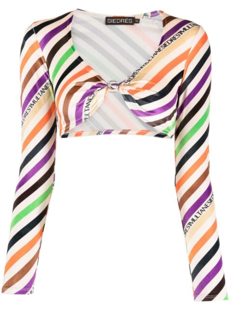 SIEDRÉS Logan striped twist-front crop top