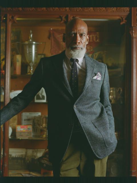 J. PRESS MADE-IN-USA BLUE HERRINGBONE WINDOWPANE CHEVIOT TWEED SPORT COAT