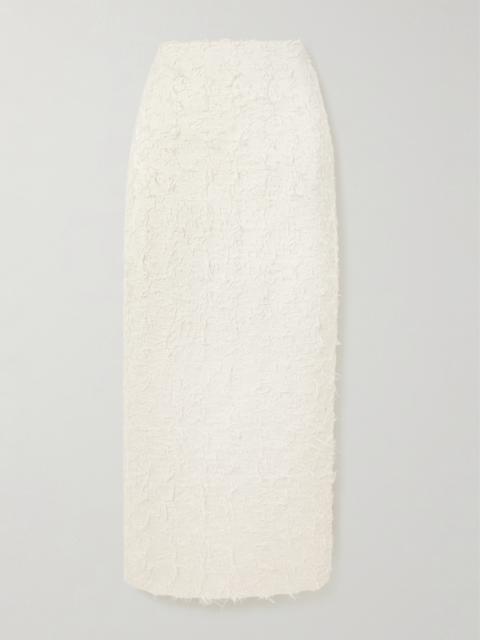 DESTREE Monica Frayed Organic Cotton-twill Midi Skirt