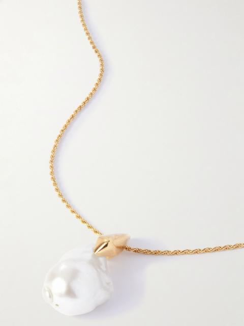 Bottega Veneta Gold-tone freshwater pearl necklace White