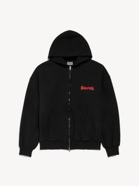 BALENCIAGA Men's Salon De Couture Zip-up Hoodie Regular Fit in Black