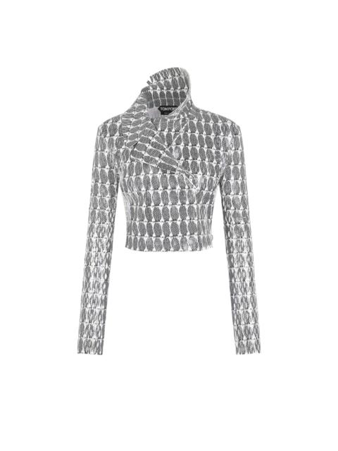 TOM FORD PRINTED PERFORATED LEATHER DOUBLE BREASTED JACKET