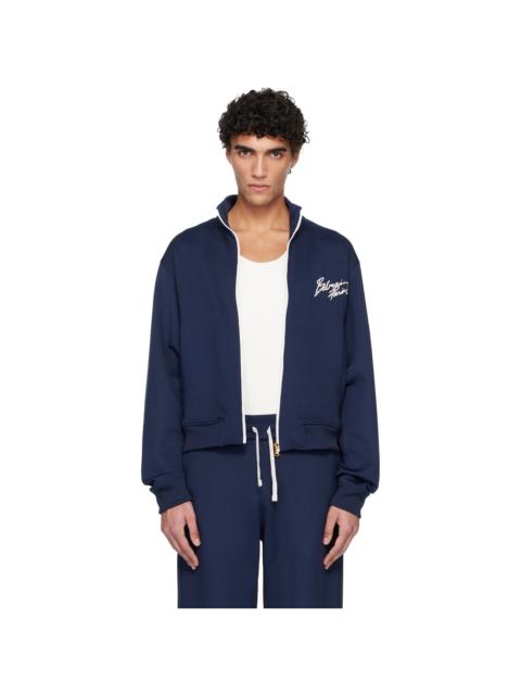 Balmain Navy Printed Signature Track Jacket