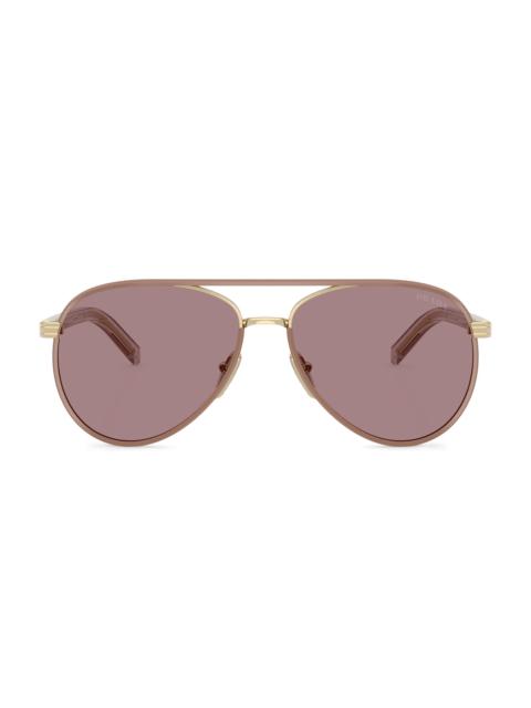 Prada Women's 59MM Aviator Sunglasses - Pale Gold Purple