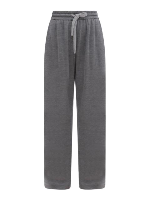 Brunello Cucinelli COMFORT COTTON AND SILK WIDE PANTSS