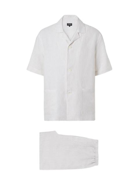 ZEGNA Men's Oasi Lino Pajamas - Light Taupe White