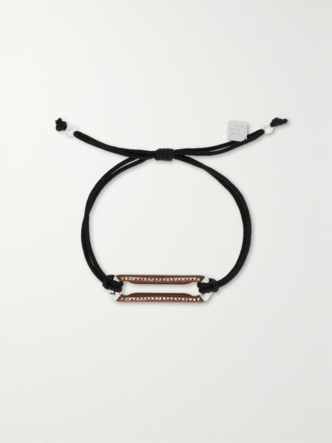 LAUREN RUBINSKI Sterling Silver, Cord, Enamel And Diamond Bracelet