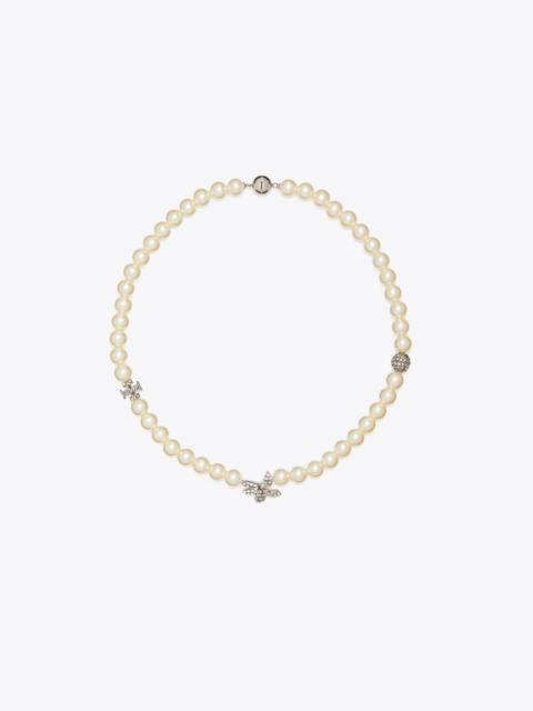 TORY BURCH Moondance Pavé Flower Pearl Necklace