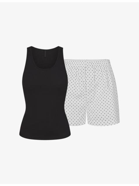 SKIMS Polka-Dot Cotton-Poplin Boxer Sleep Set