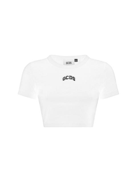GCDS logo-embroidered cropped T-shirt