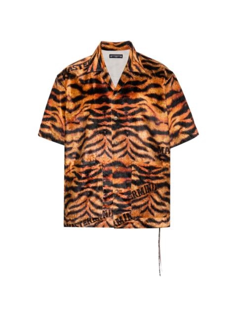 Tiger-print velvet-finish shirt