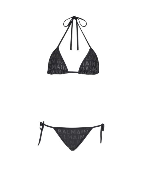 Two-piece swimsuit with Balmain logos