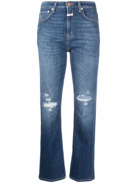 CLOSED distressed straight-leg tapered jeans