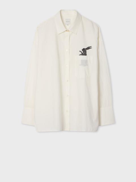 Paul Smith Women's White Shirt with 'Rabbit' Embroidery