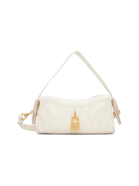 Balmain Off-White Small Pulse Smooth Topstitched Leather Bag