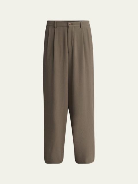GIORGIO ARMANI Men's Pleated Wool Stretch Seersucker Trousers
