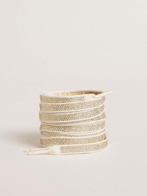 Golden Goose Silver glitter cotton laces with gold-colored logo