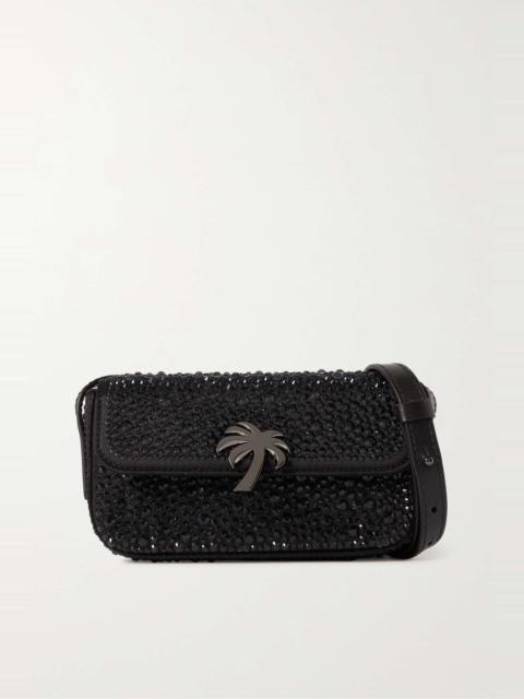 Palm Angels Crystal-embellished leather phone case