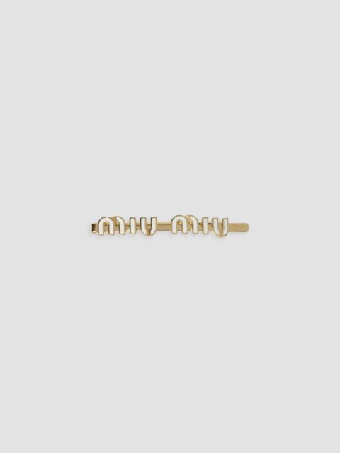 Miu Miu Women's Enameled Metal Hair Clip - White