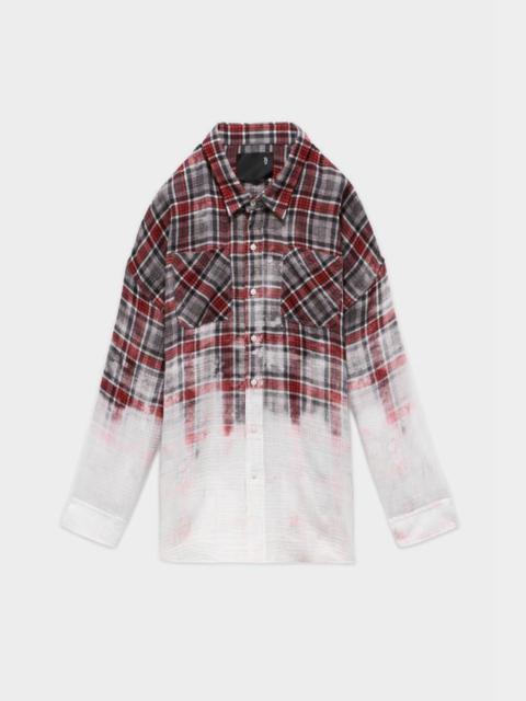 R13 OVERSIZED SHIRT - DIP-BLEACH IMITATION ON GREY PLAID | R13