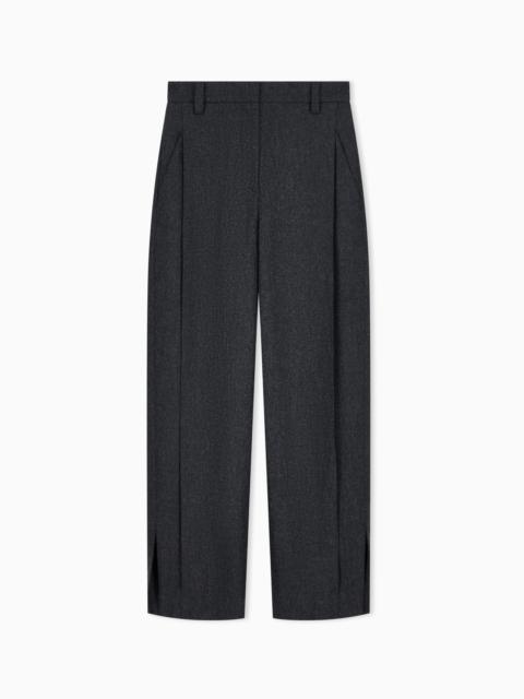 GIORGIO ARMANI TROUSERS IN WOOL CASHMERE FLANNEL WITH WIDE SIDE PLEATS