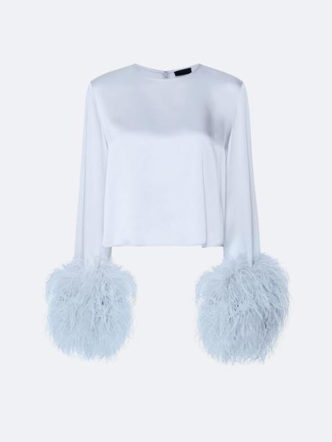 LAPOINTE Satin Top With Feathers