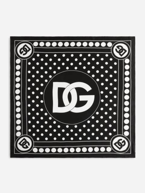 Dolce & Gabbana Twill scarf with polka-dot print and DG logo (90 x 90)