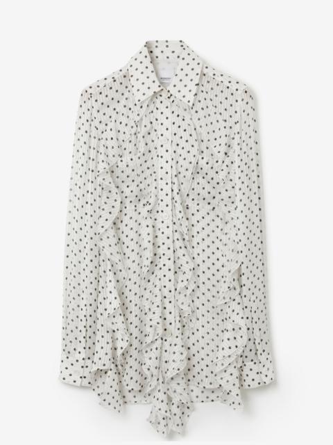 Burberry Ruffled Polka Dot Silk Chiffon Blouse