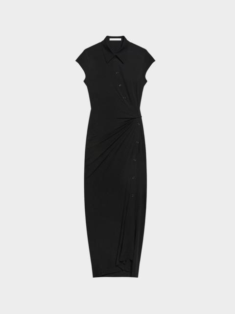 Helmut Lang Short-Sleeve Twist Jersey Midi Dress