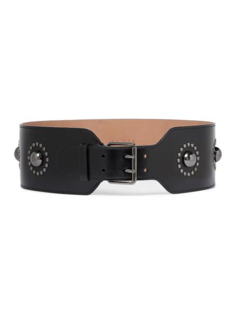 Embellished leather belt