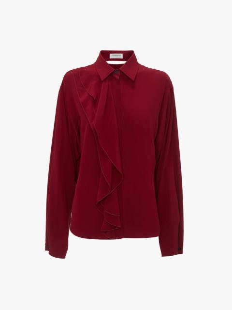 Ruffle Detail Blouse In Oxblood