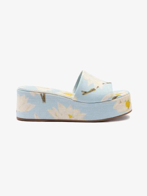 Larroudé Alex Flatform Mule In Maya Printed Raffia