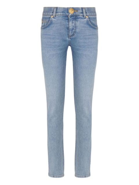 Balmain faded-wash button-embellished jeans