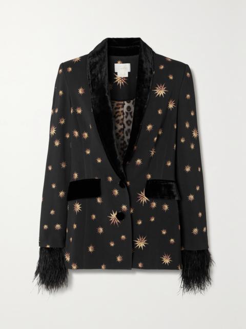 CAMILLA Soulstar Velour And Faux-fur-trimmed Woven Blazer