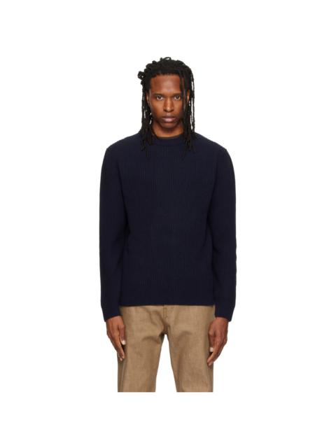 Nudie Jeans Navy August Rib Wool Sweater