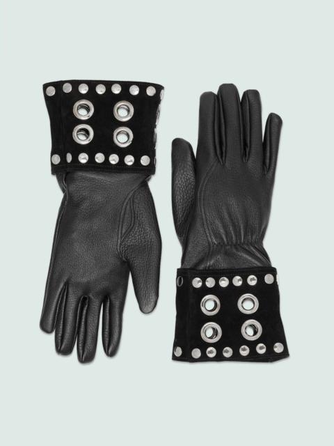 GUCCI Leather gloves with stud and eyelet
