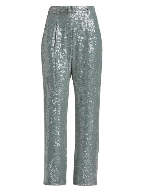 LAPOINTE Women's Re-Edition Sequined D-Ring Belted Pants - Steel Blue