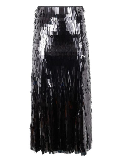 self-portrait fringed midi skirt