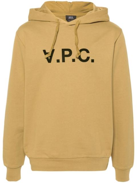 A.P.C. logo-flocked cotton hoodie