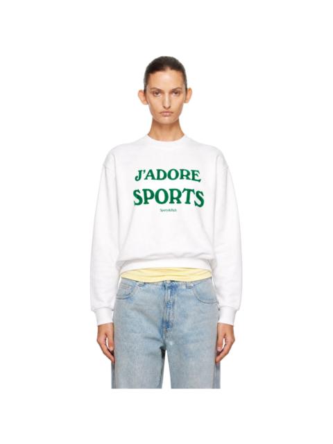 Sporty & Rich White 'J'Adore' Flocked Crewneck Sweatshirt