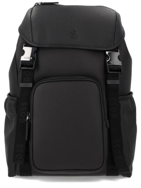 BOSS MONOGRAMMED LOGO LEATHER BACKPACK