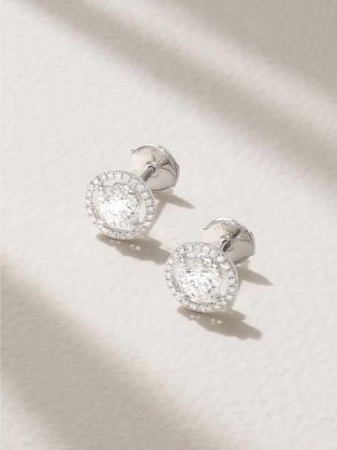 De Beers Aura Solitaire platinum diamond earrings Silver