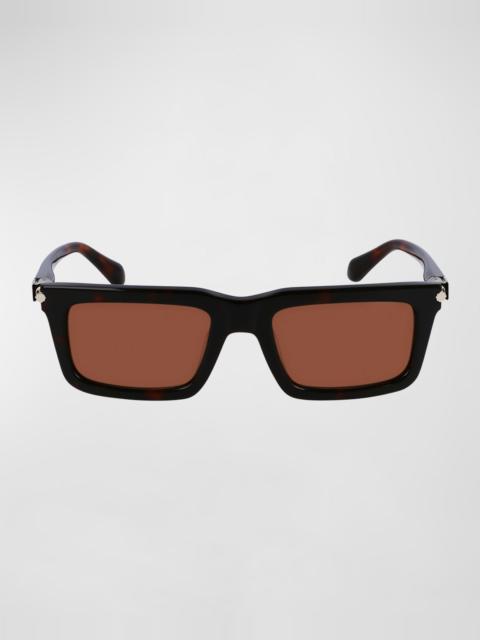 FERRAGAMO Men's Prisma Modified Acetate Rectangle Sunglasses, 53mm