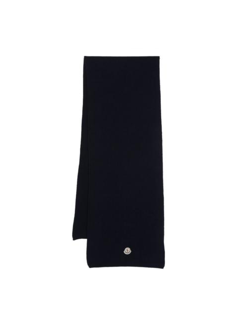 Moncler ribbed-knit logo-patch scarf