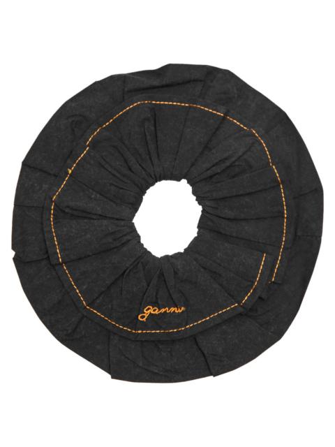 GANNI Ganni Logo-embroidered Stretch-cotton Scrunchie