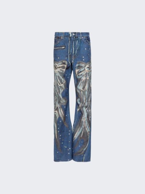 Airbrush Bow Jeans Mid Blue