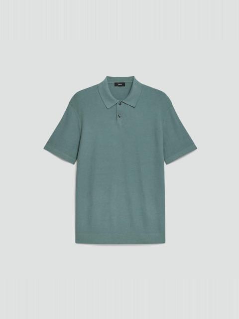 Theory Goris Textured Polo Shirt in Light Bilen