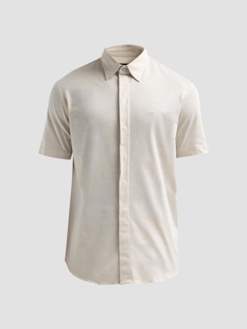 EMPORIO ARMANI Men's Tonal Textured Cotton Short-Sleeve Shirt - Sand